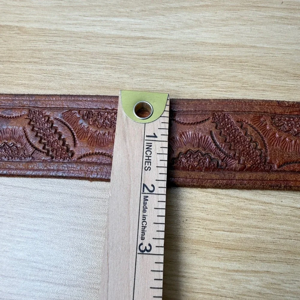 Hand Tooled Leather Belt Strap Mens 36 Southwestern Mexico Cowboy Equestrian